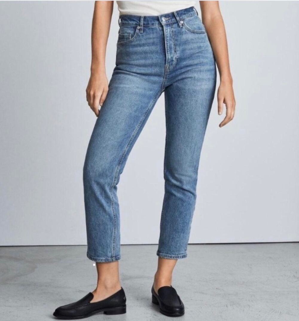 Everlane The Cheeky High Rise Straight Leg Crop Jeans Blue Size 32